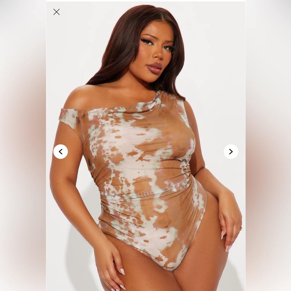 Fashion Nova Vivienne Mesh Off-Shoulder Bodysuit